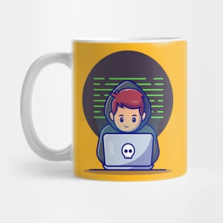 Hacker Operating A Laptop Mug